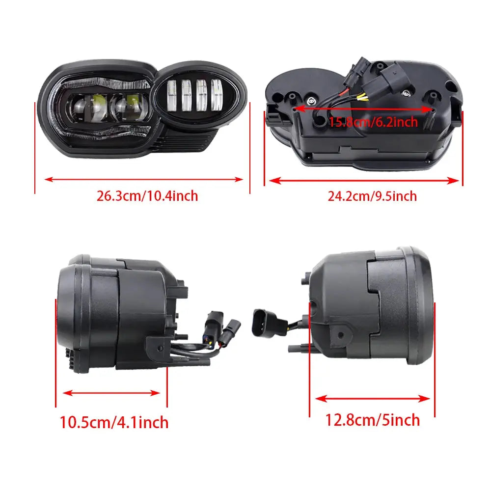 LED Headlight Hi/Low Beam with C-shaped Light for BMW K1200R 2005-2009 / K1300R 2010-2013 by InterCyprus Trading Ltd