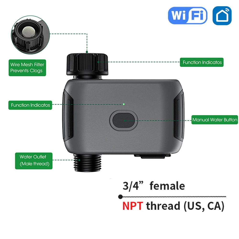 WiFi Garden Watering System &ndash; App Controlled 1-Zone Timer US Version(NPT) / CHINA