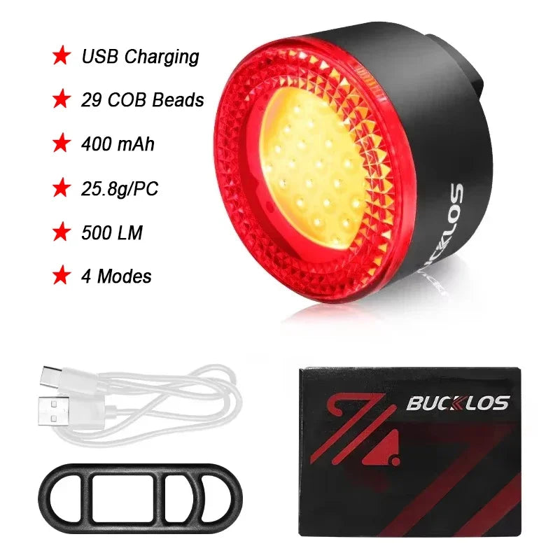 BUCKLOS Front And Rear Bike Light - USB Rechargeable COB- Taillight