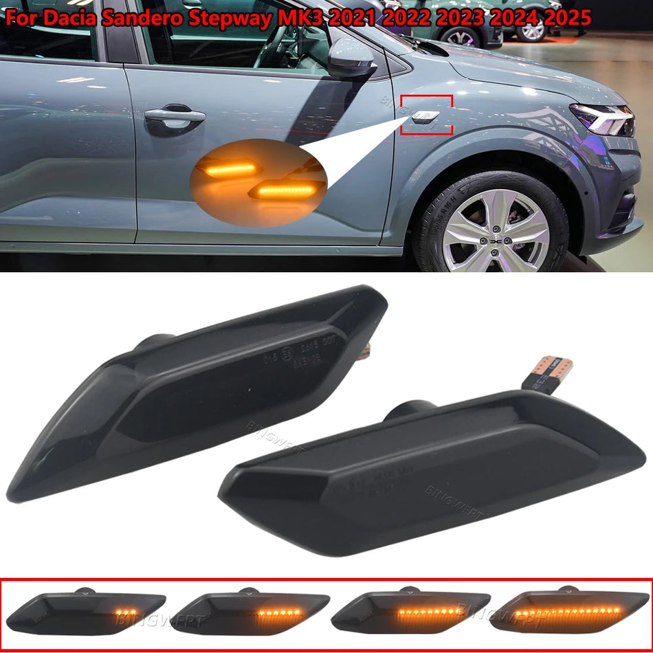 Luz de Sinalização de Mudança Dinâmica LED para Dacia Sandero Stepway MK3 2021-2025