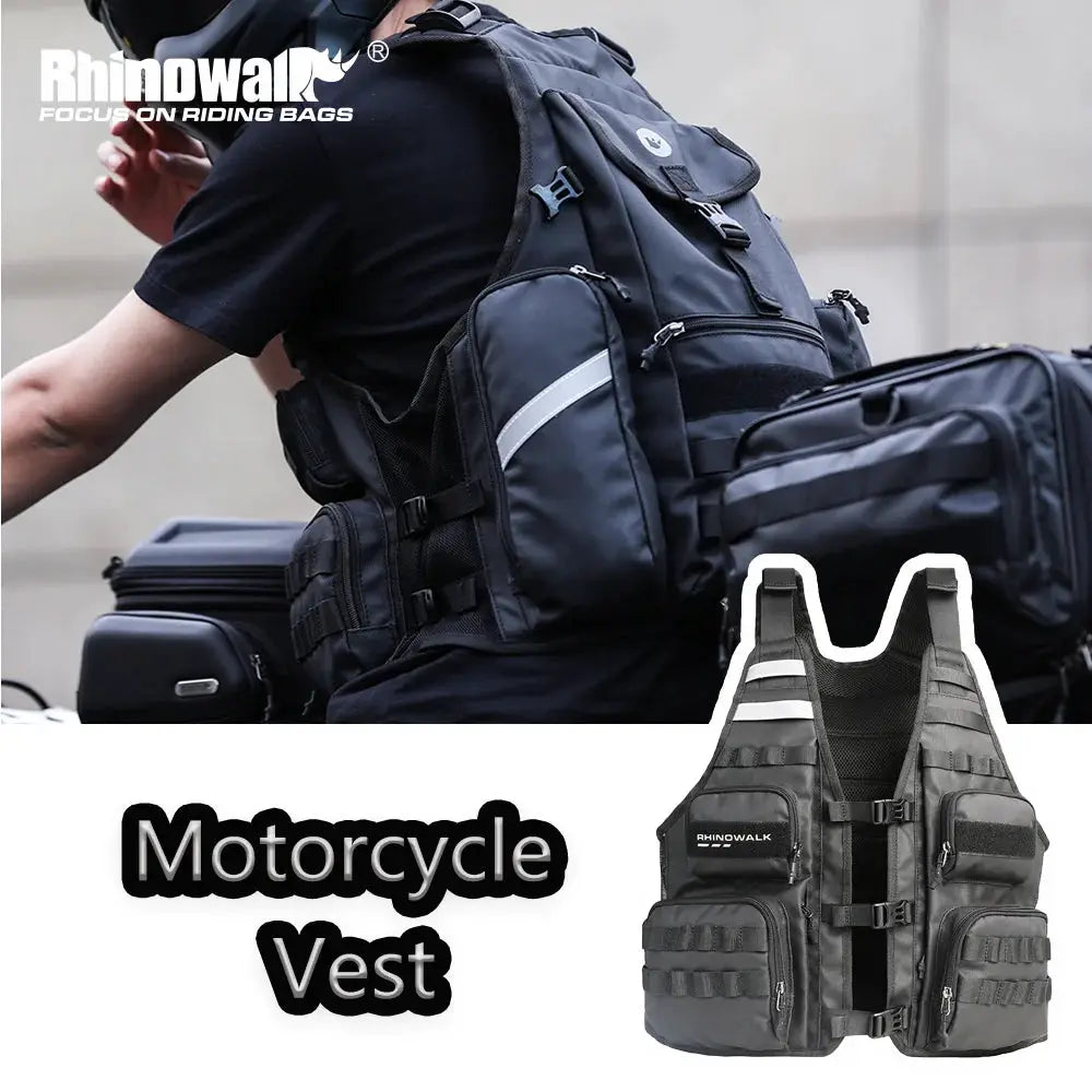 Rhinowalk Motorcycle Vest Adjustable Size Motor Breathable Motocross Vest Motorbike Jacket Backpack Support Water Bag And Helmet by InterCyprus Trading Ltd