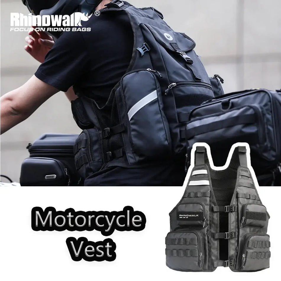 Rhinowalk Motorcycle Vest Adjustable Size Motor Breathable Motocross Vest Motorbike Jacket Backpack Support Water Bag And Helmet by InterCyprus Trading Ltd