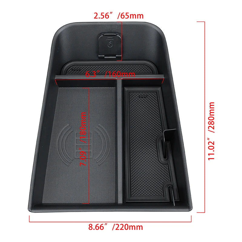 Organizzatore del console centrale per Ford Mustang Mach-E Plastica ABS Ripostiglio per bracciolo Modello 2020 2021 Durevole