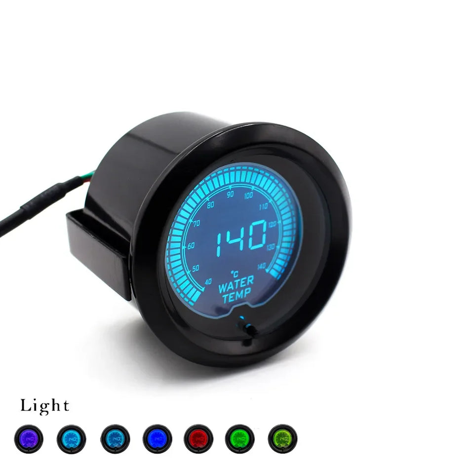 52mm Evo Water Temp Gauge With Sensor, 7-Color LCD, 40-140 Celsius