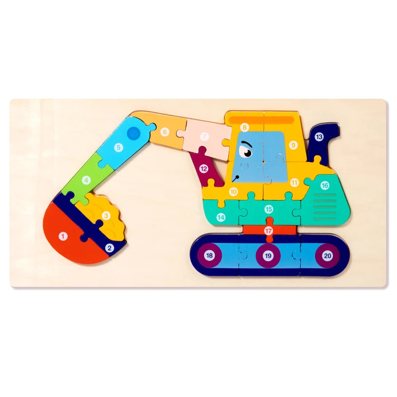 Wooden 3D Vehicle Puzzle for Toddlers &ndash; Educational Hand-Eye Coordination Toy Ages 1-5 NB215C2