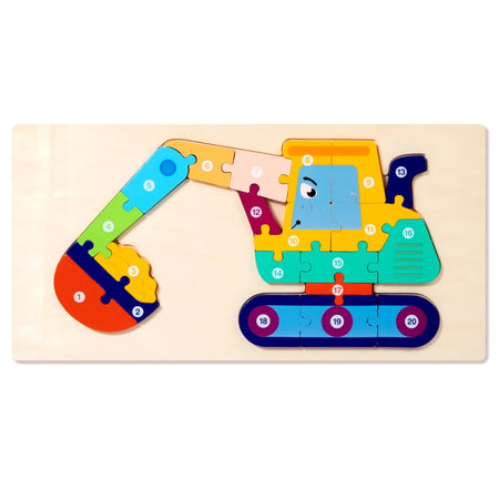 Wooden 3D Vehicle Puzzle for Toddlers &ndash; Educational Hand-Eye Coordination Toy Ages 1-5 NB215C2