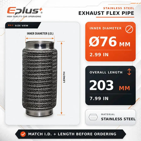 Universal Automotive Chain Link Mesh Exhaust Hose Stainless Steel Braided Flexible Bellows for Car Exhaust System Replacement by InterCyprus Trading Ltd