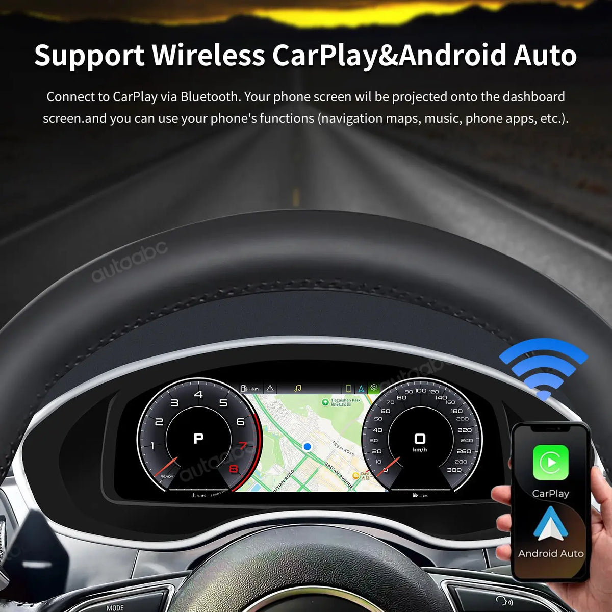 AUTOABC 12.3"LCD Digital Dashboard Cluster Wireless CarPlay Android Auto FOR Audi A6/A7 2012-2018year Support Steering wheel UI by InterCyprus Trading Ltd
