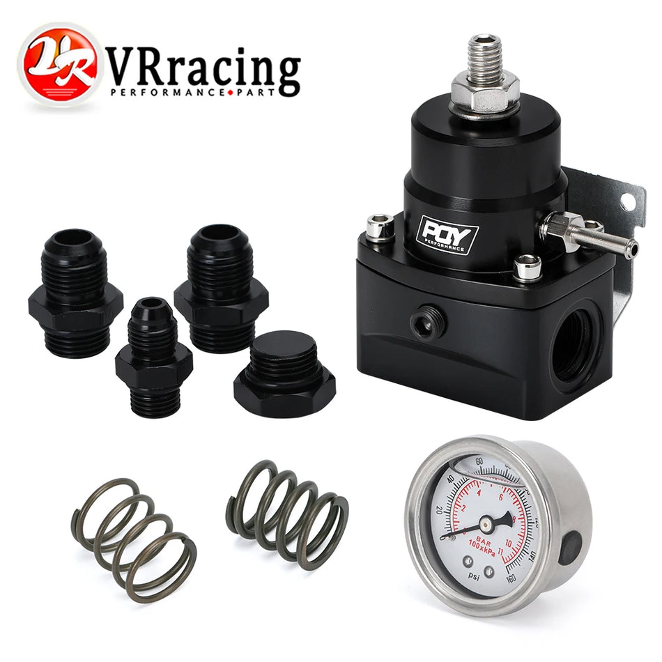 Regulator de combustibil din aluminiu universal cu alimentare AN8 și retur AN6, 3-70 PSI
