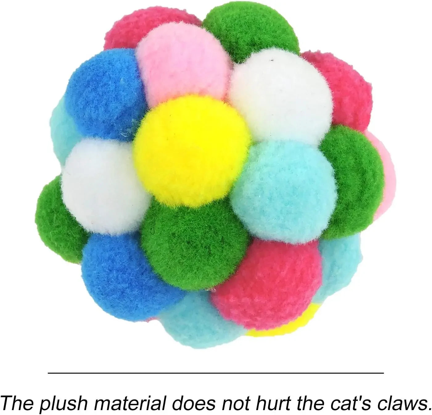 Interactive Cat Toy Balls with Bells - 3/60pcs Colorful, Eco-Friendly Plush Pom Poms for Indoor Cats and Kittens