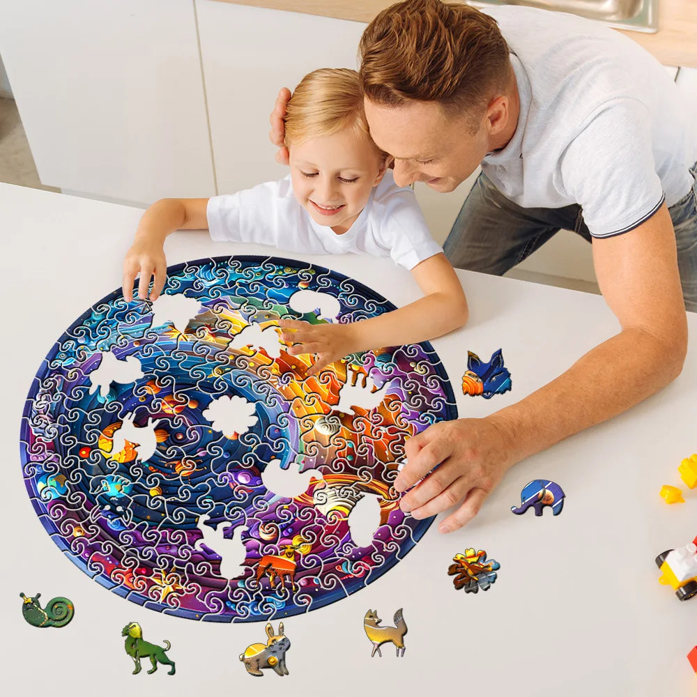 Unique Wooden Jigsaw Puzzle for Adults and Kids - Space Planet Earth with Beautiful Gift Packaging