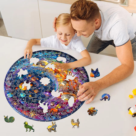 Unique Wooden Jigsaw Puzzle for Adults and Kids - Space Planet Earth with Beautiful Gift Packaging