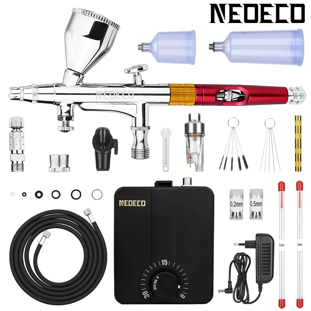 Dual-Action Airbrush Kit &ndash; 0.3mm Nozzle for Precise Spray