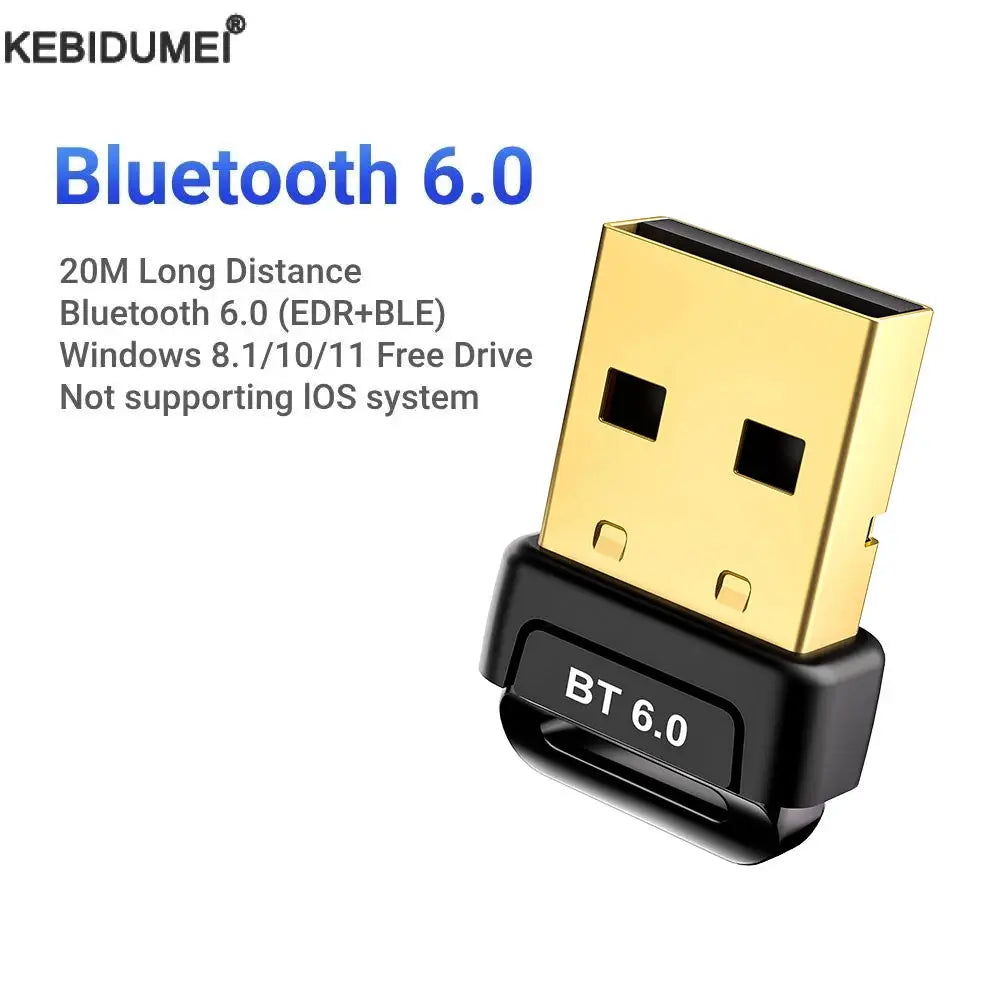 KEBIDUMEI USB Bluetooth 6.0 Adapter BT6.0 BT5.4 USB Dongle PC Laptop Wireless Receiver Transmitter Driver Free for Win 11/10/8.1 by InterCyprus Trading Ltd