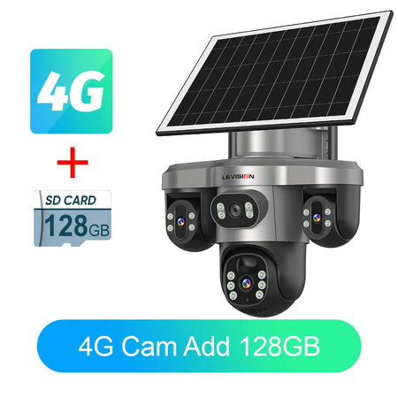 LS VISION V380 PRO 3 Lens WiFi Solar Camera 4G 15MP Security CCTV Waterproof Night Vision Two-Way Audio Camera Mobile Tracking I 4G Cam Add 128G