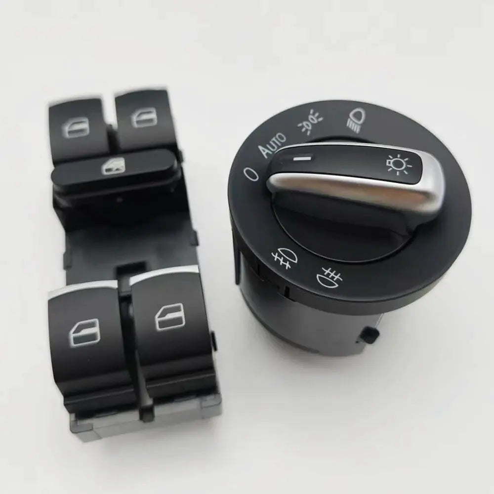 Chrome Headlight and Power Window Master Switch for VW Golf Mk5 Mk6 Jetta Passat B6 Touran SEAT 5ND941431B 5ND959857 by InterCyprus Trading Ltd