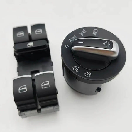 Chrome Headlight and Power Window Master Switch for VW Golf Mk5 Mk6 Jetta Passat B6 Touran SEAT 5ND941431B 5ND959857 by InterCyprus Trading Ltd