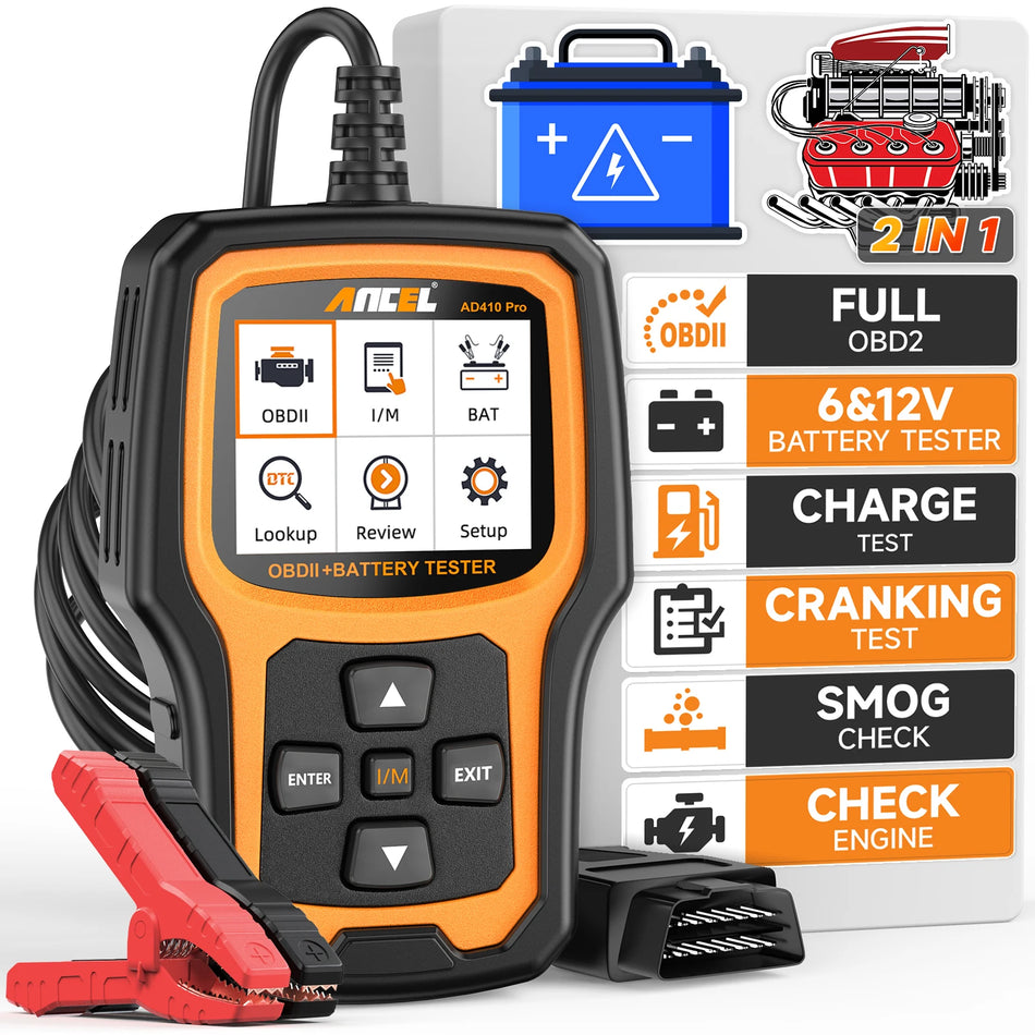Ancel AD410 Pro Car OBD2 Code Reader With Battery Test Full Diagnostics