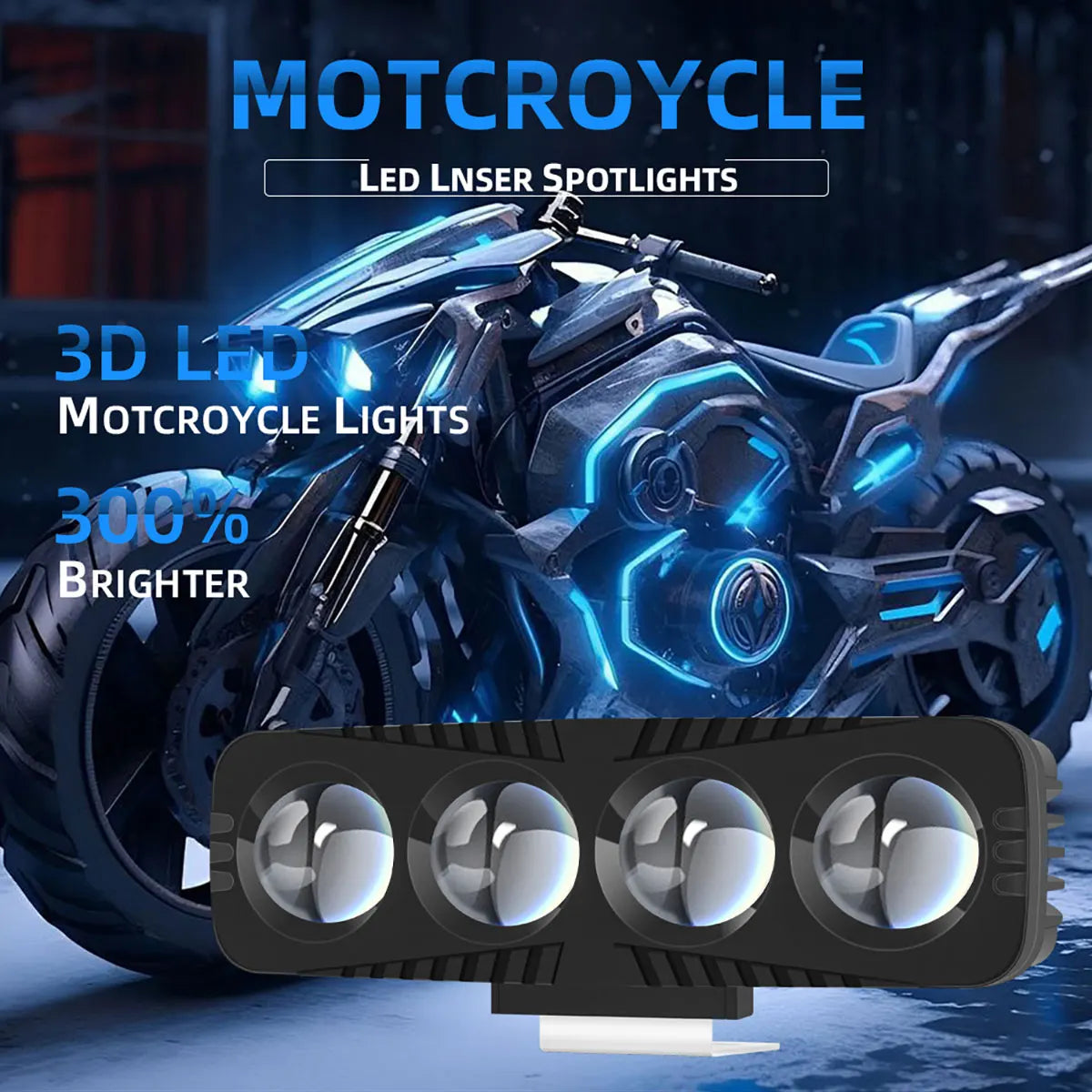 Kevanly Motorcycle LED Spotlight &ndash; Dual Color White Yellow Flashing Fog Light