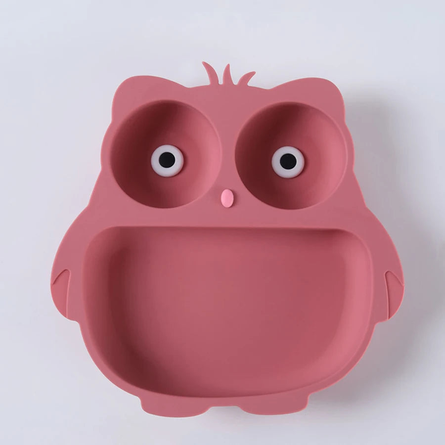Cartoon Owl Suction Cup Bowl &ndash; Perfect for Baby Feeding Training burgundy