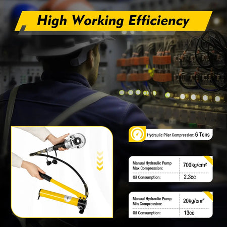 Hydraulic Press Pliers 6T - 360&deg; Rotatable Head With 9 Dies