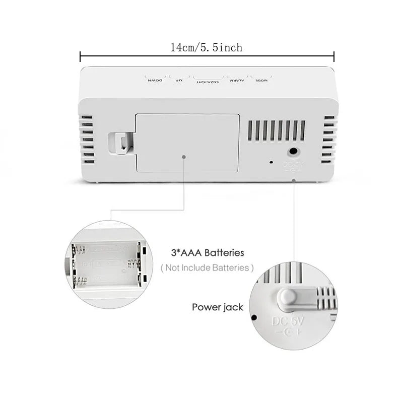Digital LED Alarm Clock with Temperature Display and Snooze Function