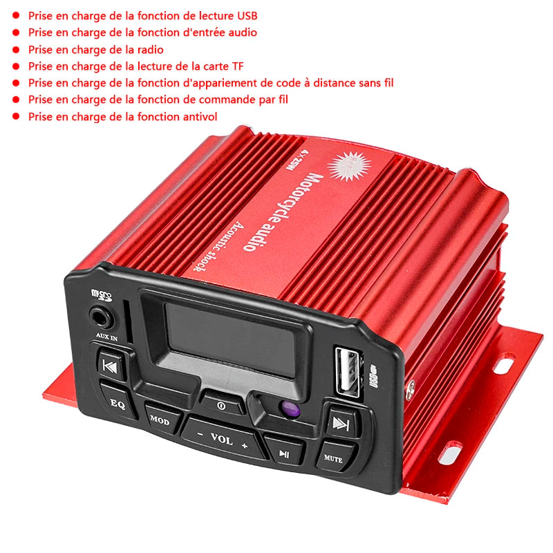 Motorrad Bluetooth-Soundsystem mit SD/USB MP3, 2 Lautsprecher, Fernbedienung wasserdicht