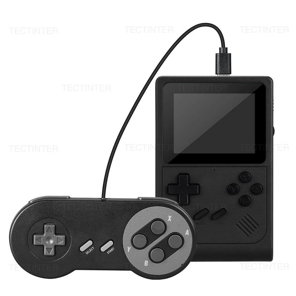 GB300 Portable Handheld Game Console with 6000+ Retro Games, 3.0 Inch Screen, AV Output Black with Gamepad