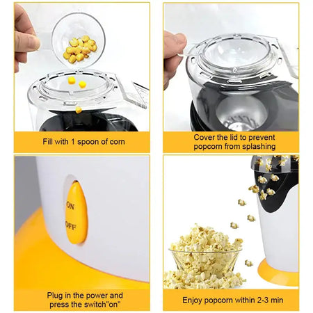 Mini Popcorn Maker 1200W Fully Automatic EU Plug Home Use