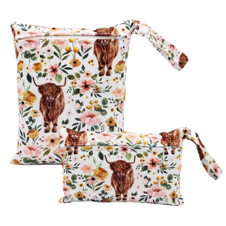 Cartoon Print Reusable Wet/Dry Nappy Bag Set Orange