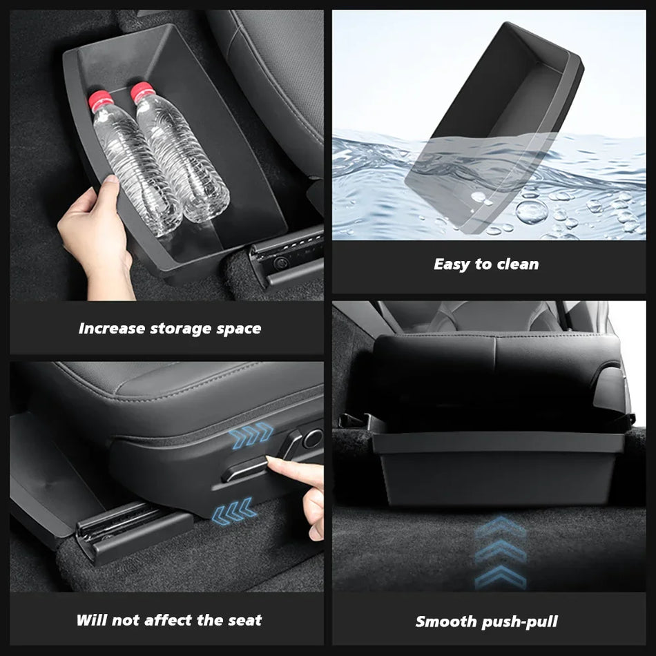 Waschbare Unter Sitz Aufbewahrungsbox Organizer für Tesla Model Y Juniper 2025 2026