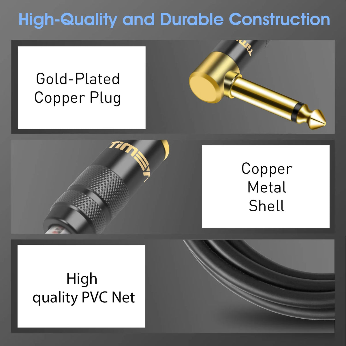 Instrument Guitar Cable 6.35mm TS Mono Jack &ndash; Right Angle