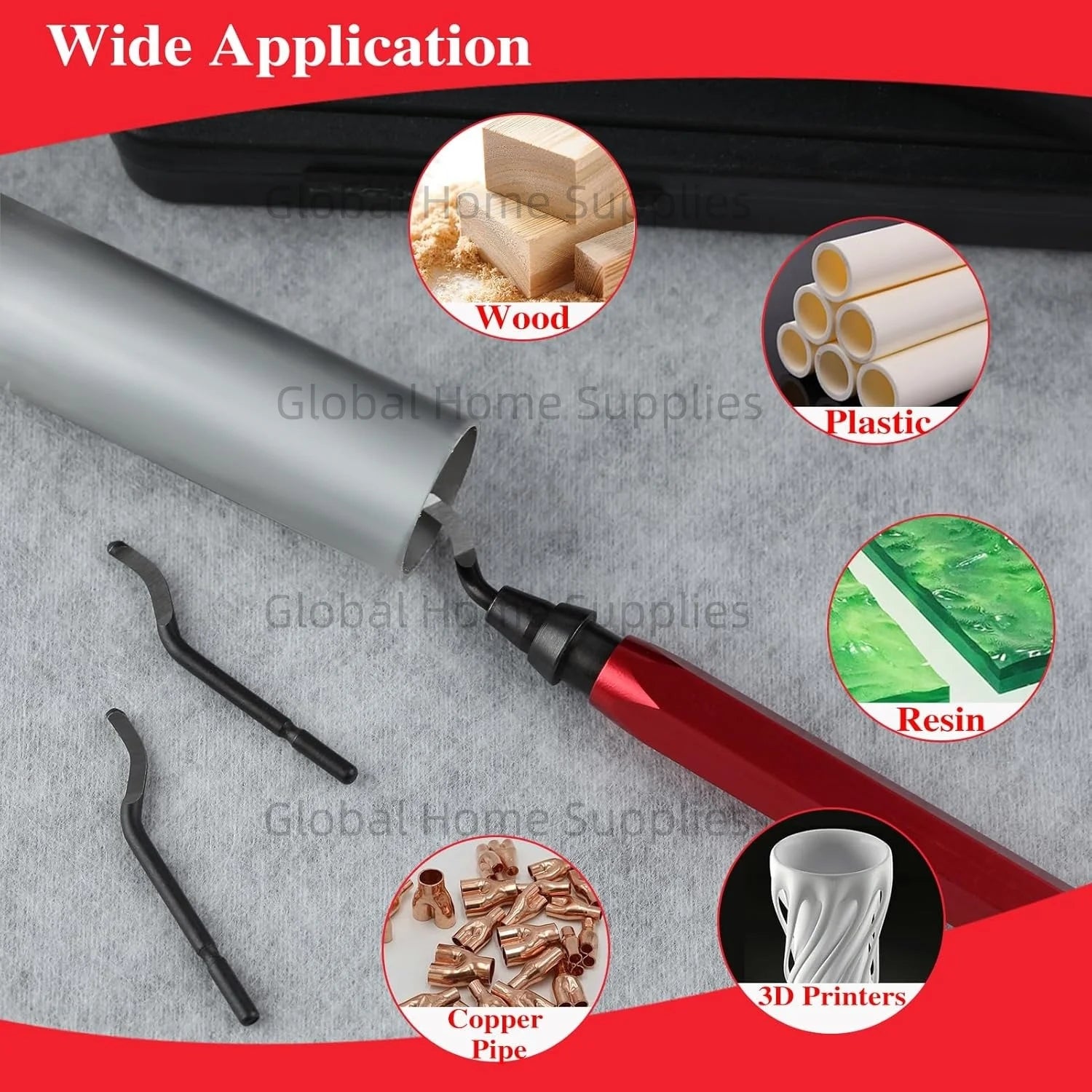 Deburring Tool RB1000 with 10 HSS Blades for Metal, Plastic, and More