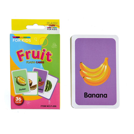 English Flashcards for Toddlers - 36 Educational Cards for Animal, Fruit, Shape, and Color Recognition Fruit