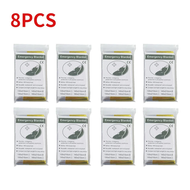 5-30Pc Emergency Gold-Sliver Blanket 130x210Cm &ndash; Waterproof 8PCS-Gold-Silver