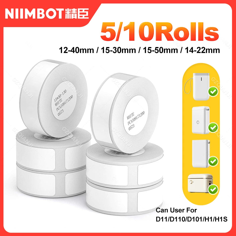 Vodoodporne termalne nalepke 12x40mm, 155 na rolo za Niimbot D110 D11D101