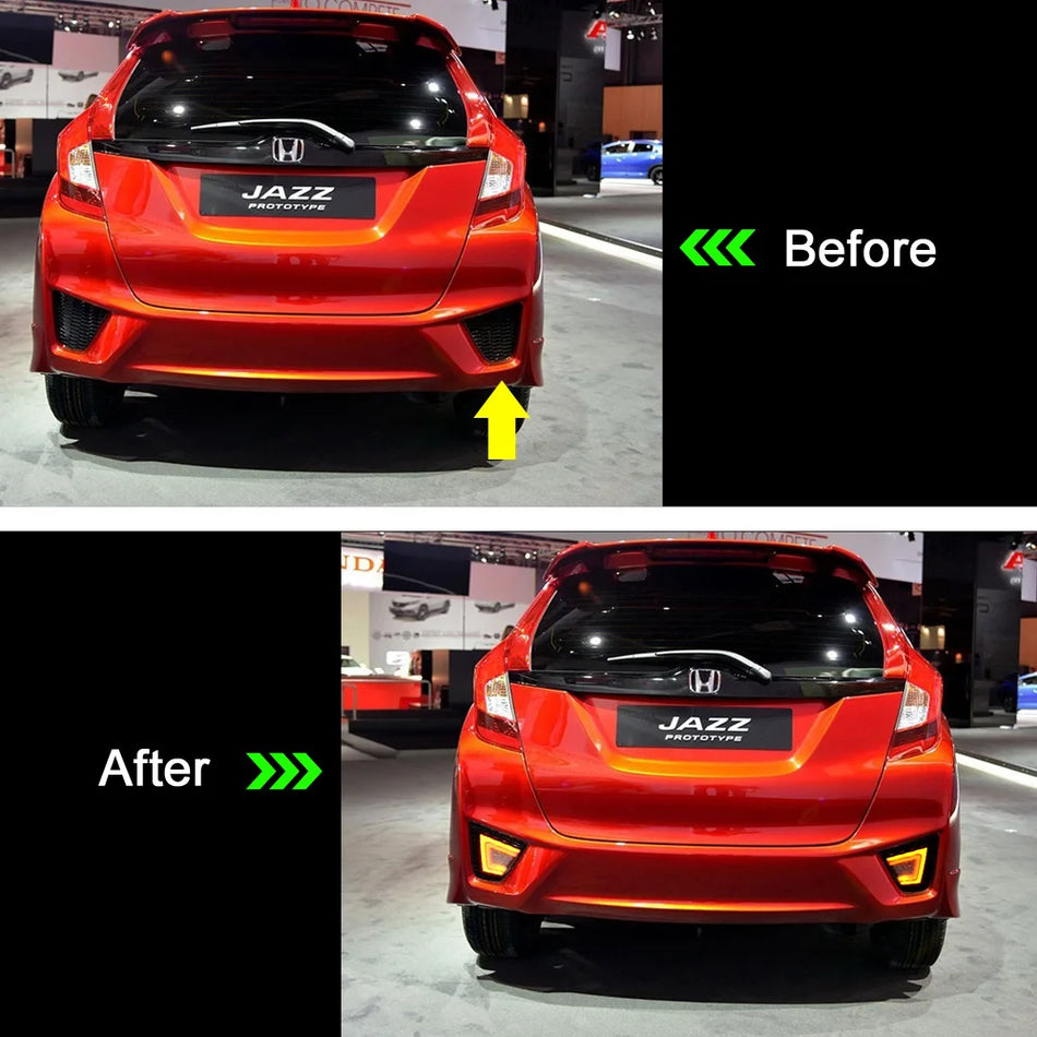 LED Achterbumperlichten voor Honda Jazz Fit 2014-2016 Rood ABS RB-BT-FIT005 met Rijden, Remmen, Achteruitrijden, Richtingaanwijzers