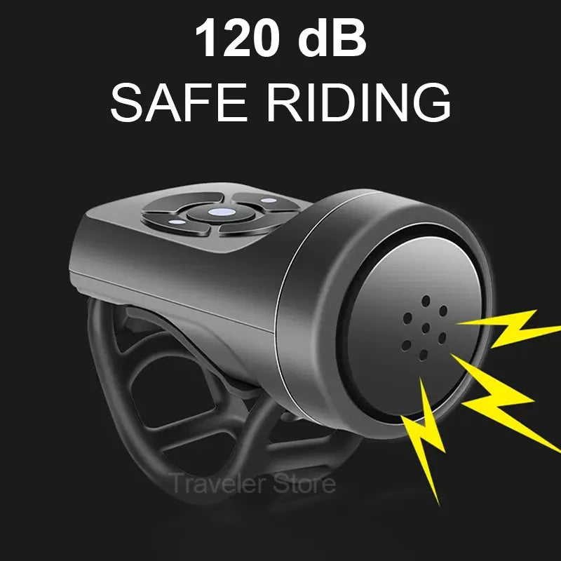 🟠 120 dB ποδήλατο κουδούνι κέρατο usb φορτιστή ηλεκτρονική κέρατο 4 τρόποι μοτοσικλέτας ποδήλατο βουνό βουνό ποδήλατο αντι-κλοπής συναγερμός