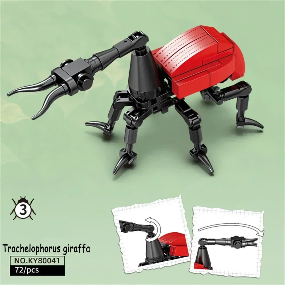 Rhinoceros Beetle Colorful 3D Model Blocks Toy &ndash; Easy Build Trachelophorus graff / with-box