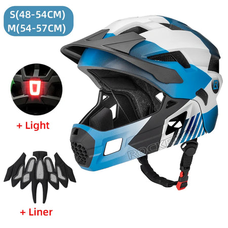 ROCKBROS Kids Detachable Full Face Helmet for Cycling and Skating blue with light / TS-61 S(48-52cm) / CHINA