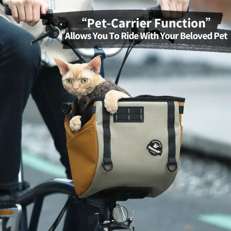 Rhinowalk Bike Handlebar Bag For Brompton Folding Bike Pet Carrier Bag Cycling Front Basket Bag With Hidden Support Frame by InterCyprus Trading Ltd