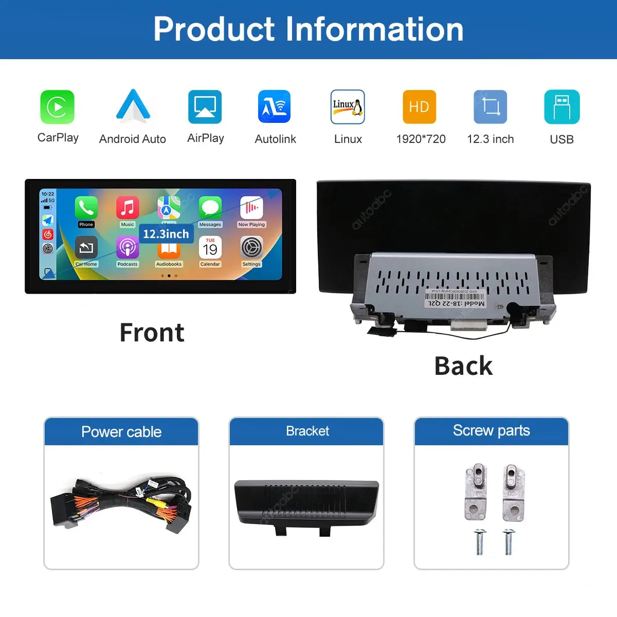 Wireless CarPlay 12.3" Ultra-Thin Linux Touch Screen for Audi Q2L 2018-2022 HD Multimedia Display GPS Navigation Mirror Link BT by InterCyprus Trading Ltd