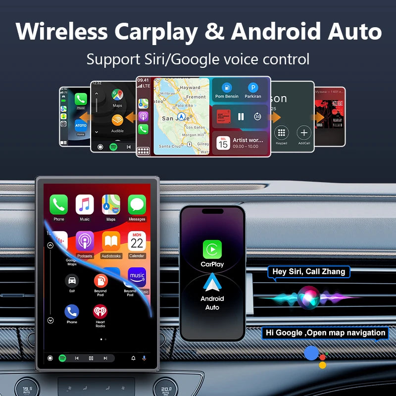 Universal 8 Inch Portable Car Screen - Wireless CarPlay