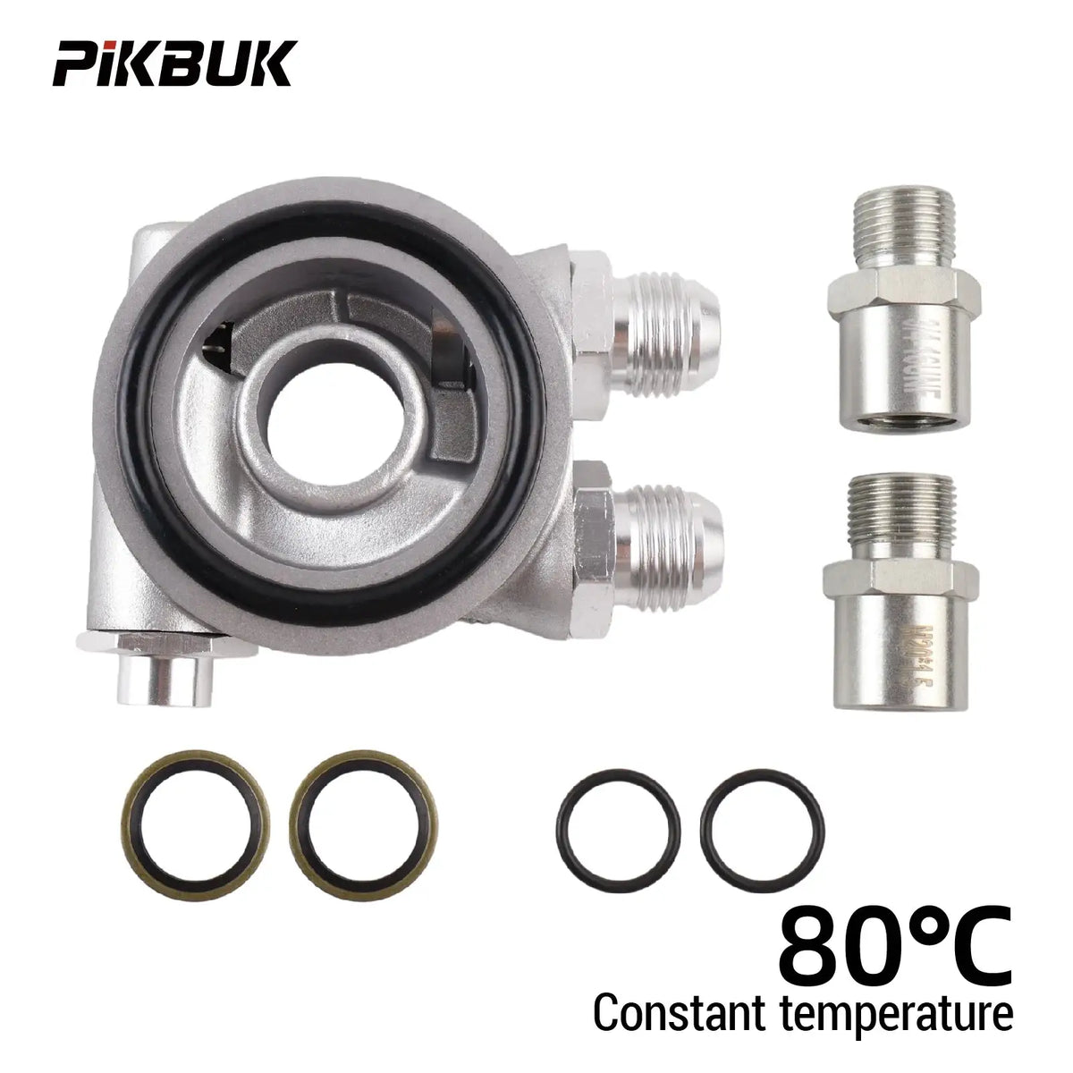 PIKBUK Aluminum AN8 AN10 Oil Cooler Sandwich Plate Filter Adapter Turbo Thermostat Oil Sender Adapter for Automotive by InterCyprus Trading Ltd