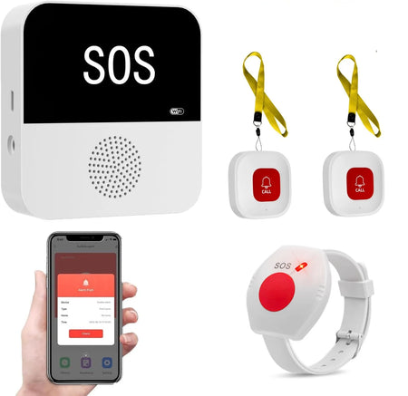 E - WiFi SOS Pager For Elderly Home Emergency Alert System Host And 3SOS