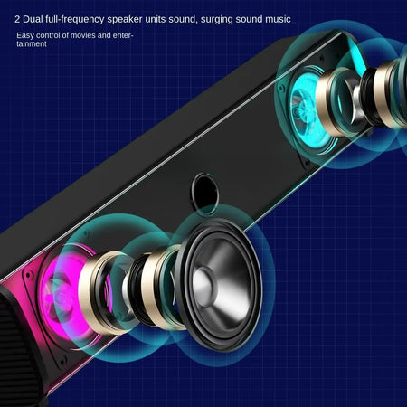 AULA N-170 Soundbar  Wired RGB Illuminated Computer Speaker with Powerful Subwoofer for PC TV 4D Surround Sound USB Multimedia