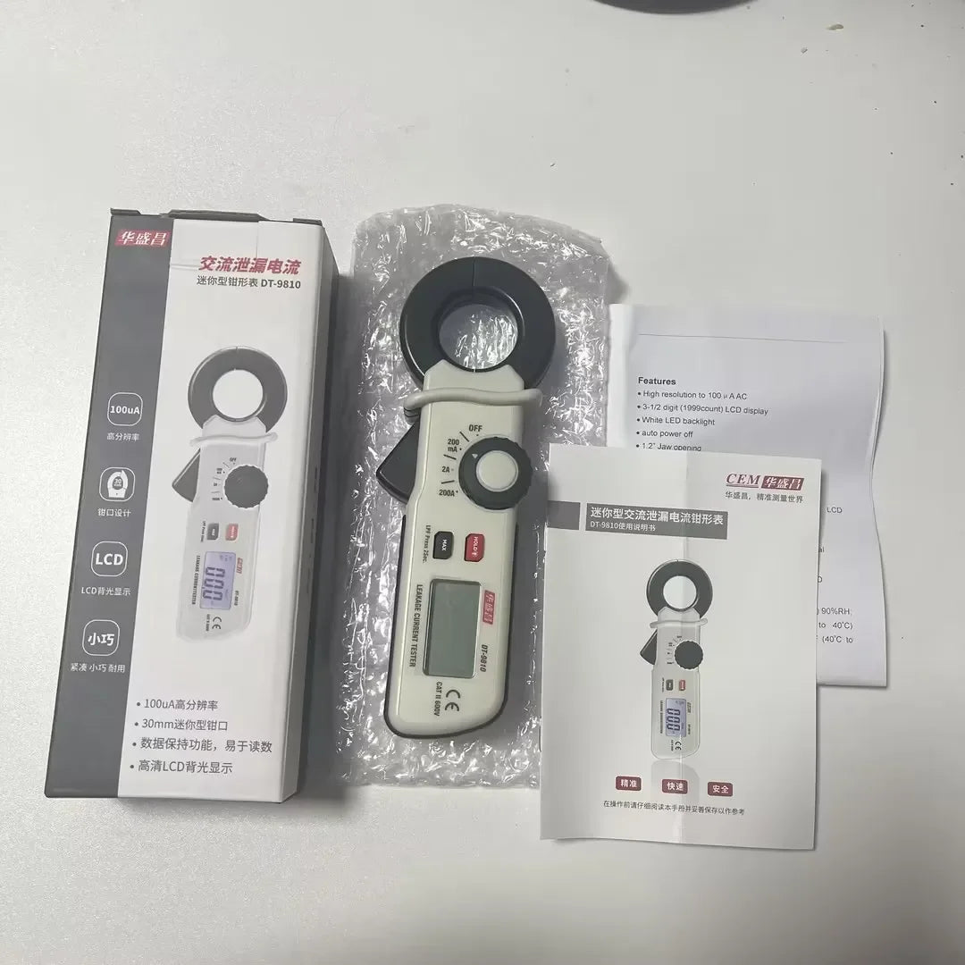 DT-9810 Digital Multimeter &ndash; Compact AC Leakage Clamp Meter DT-9810-with box---