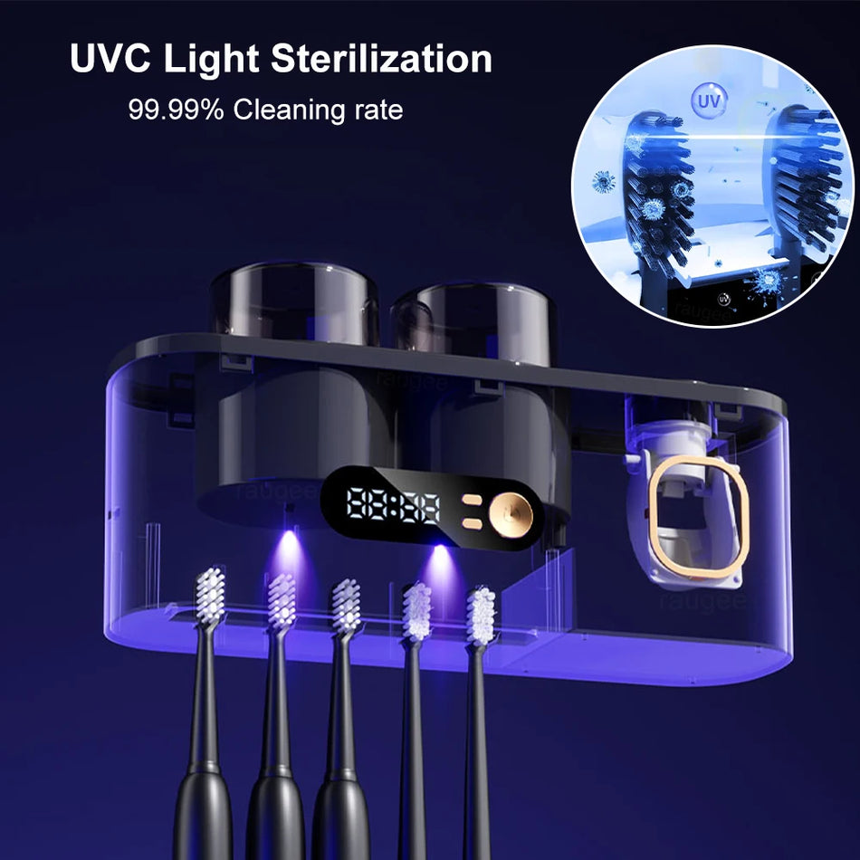 Portable UV Toothbrush Sterilizer With Wireless Rechargeable Dryer Holder