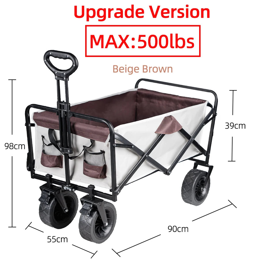 Collapsible Folding Utility Beach Cart Wagon - Heavy Duty Portable Garden &amp; Camping Trolley STC8-3-mika