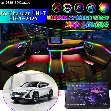 For Changan UNI-T 2021~2026 OSCA MT6 2022 RGB Car Interior Ambient Lights Strips Breathing Lighting Kit App Control LED strips by InterCyprus Trading Ltd